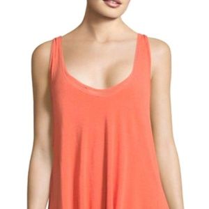 Free People Karmen Sleeveless Layer Tank Top Coral Orange Size Small NWT